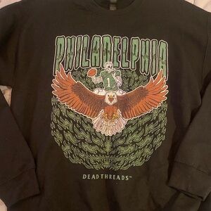 Dead Threads Philadelphia Eagle Football Graphic Men's Black Sweatshirt Size L